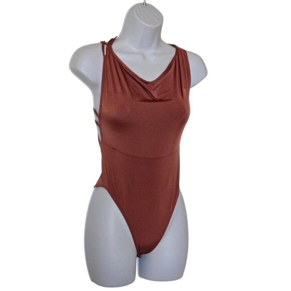 Missguided Tops - Missguided brown strappy back Bodysuit Size 4